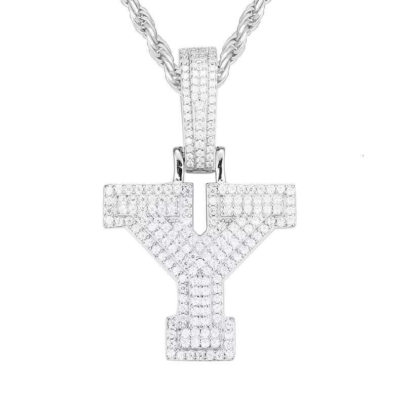 European American New S925 Silver Inlaid Moissanite Pendant with 26 Letters Solid Trendy Hip Hop Accessories in Stock