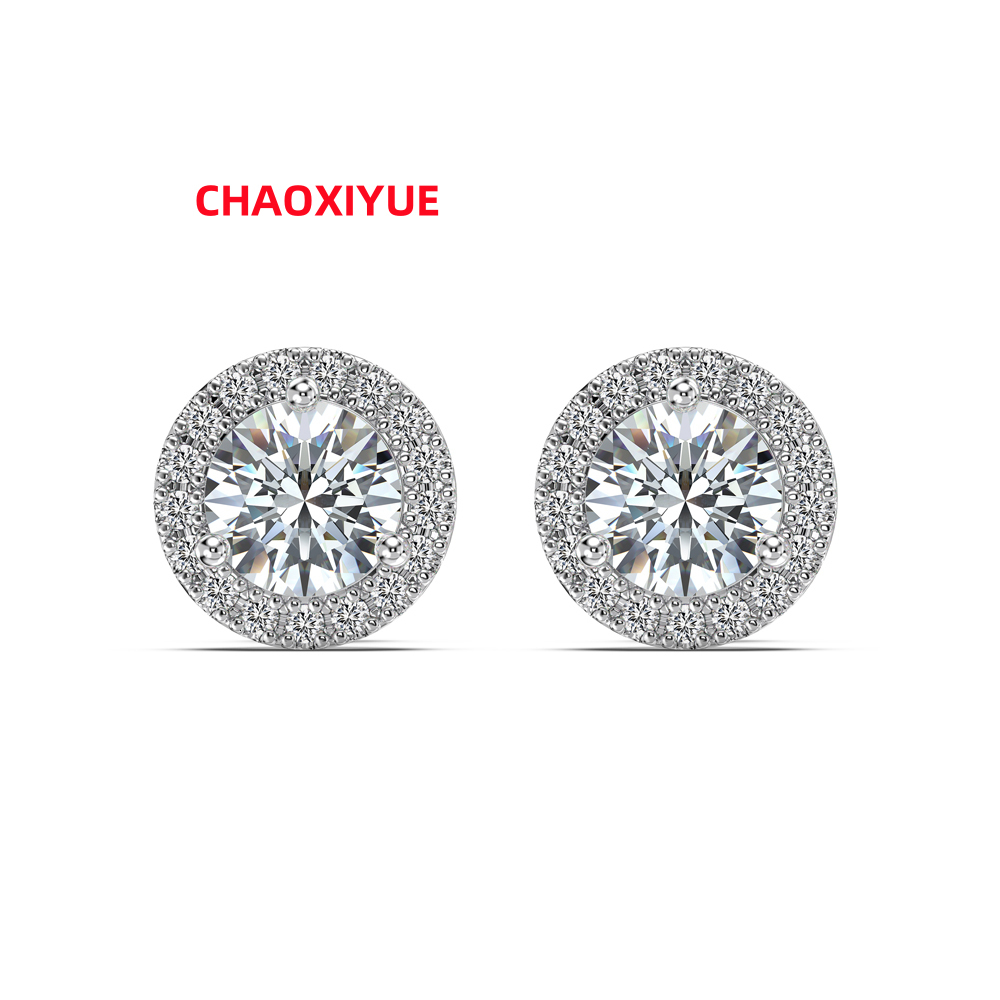 Dylam Classic Collection 925 Sterling Silver Round 5A CZ 0.5ct D VVS1 Moissanite Stone Stud Earrings Jewelry for Women
