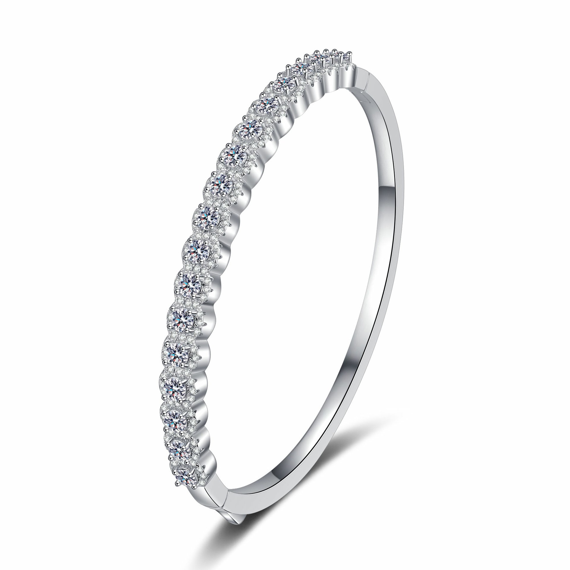 Full Moissanite Tennis Bracelet for Women 925 Sterling Silver PT950 Platinum Plated Bangle Minimalist Sparkle Jewelry Gift