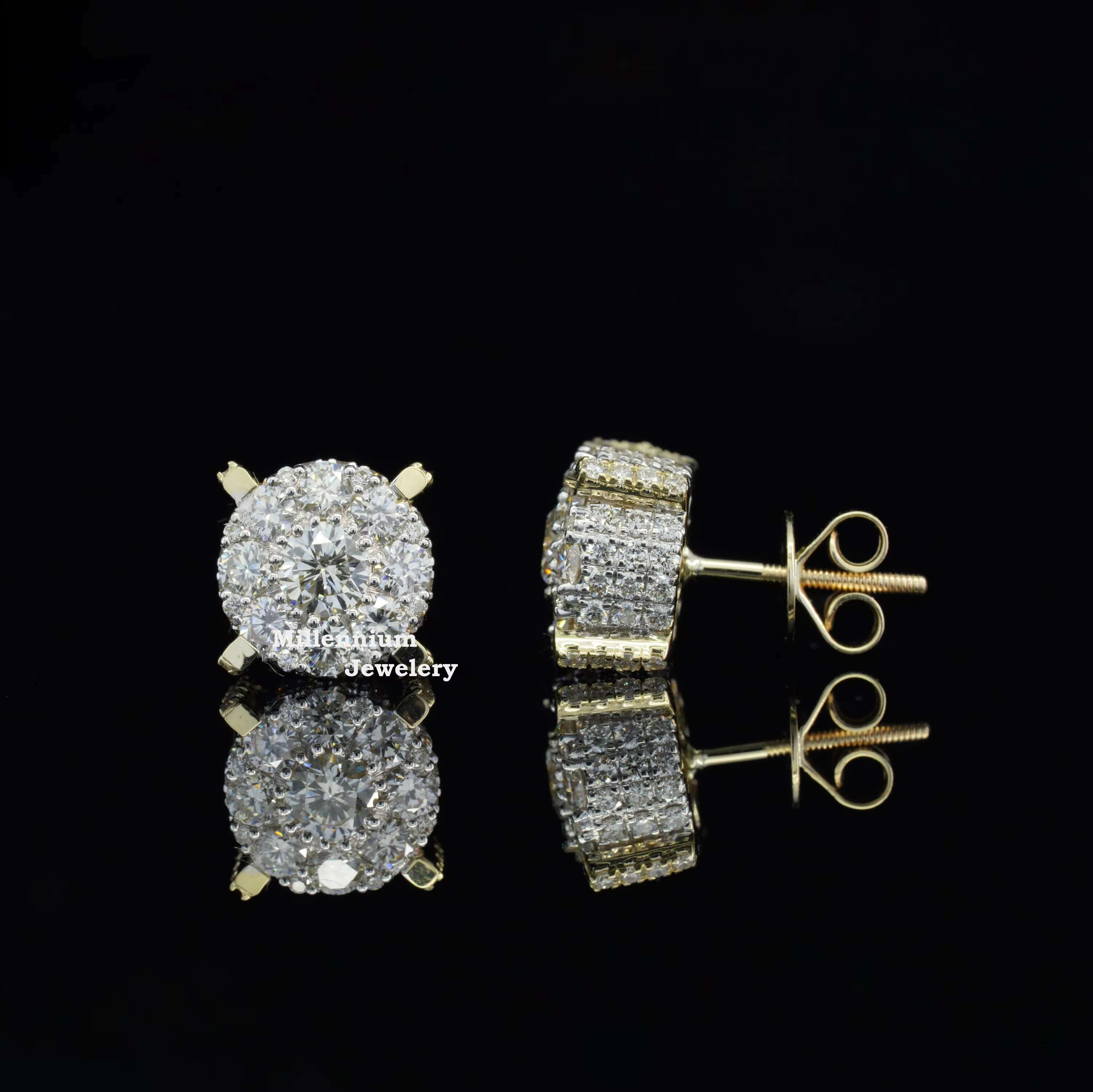 Premium Round Cut Moissanite Earrings 925 Sterling Silver Earrings for Women Iced Out Earrings at Wholesale Price