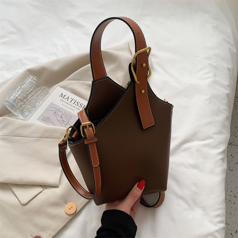 designer New Fashion Versatile Bag for Women, Vintage Color-Block Handbag, Bucket Bag, Tote Bag, Shoulder Bag, Crossbody Bag for Women