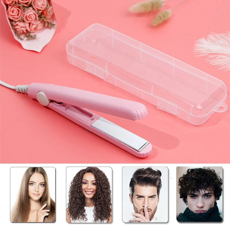 Mini Hair Straightener Flat Iron Ceramic Curling Iron Short Hair Portable Dual-Use Curler Hair Styling Care For Traveling 250529