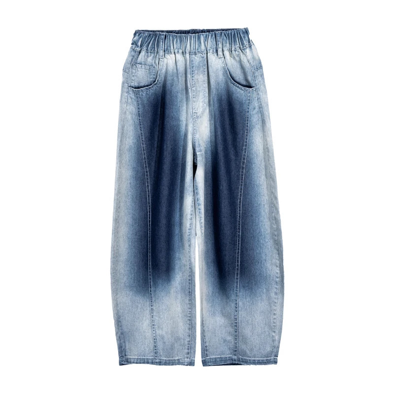 Children Stylish Summer Jeans for Tweens Boy Fashion Loose Fit Denim Pants Kids Teenager Gradient Blue Baggy Jeans Trousers 250527