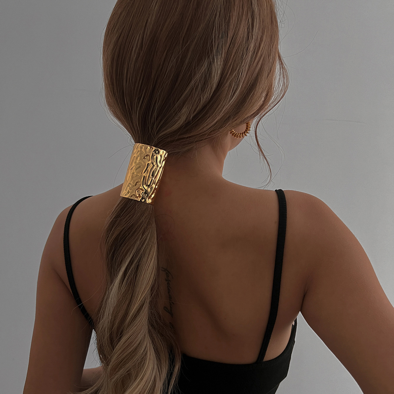 European American Metallic Minimalist Hair Tie Retro Low Ponytail Hair Ring for Women Cross Border Headpiece