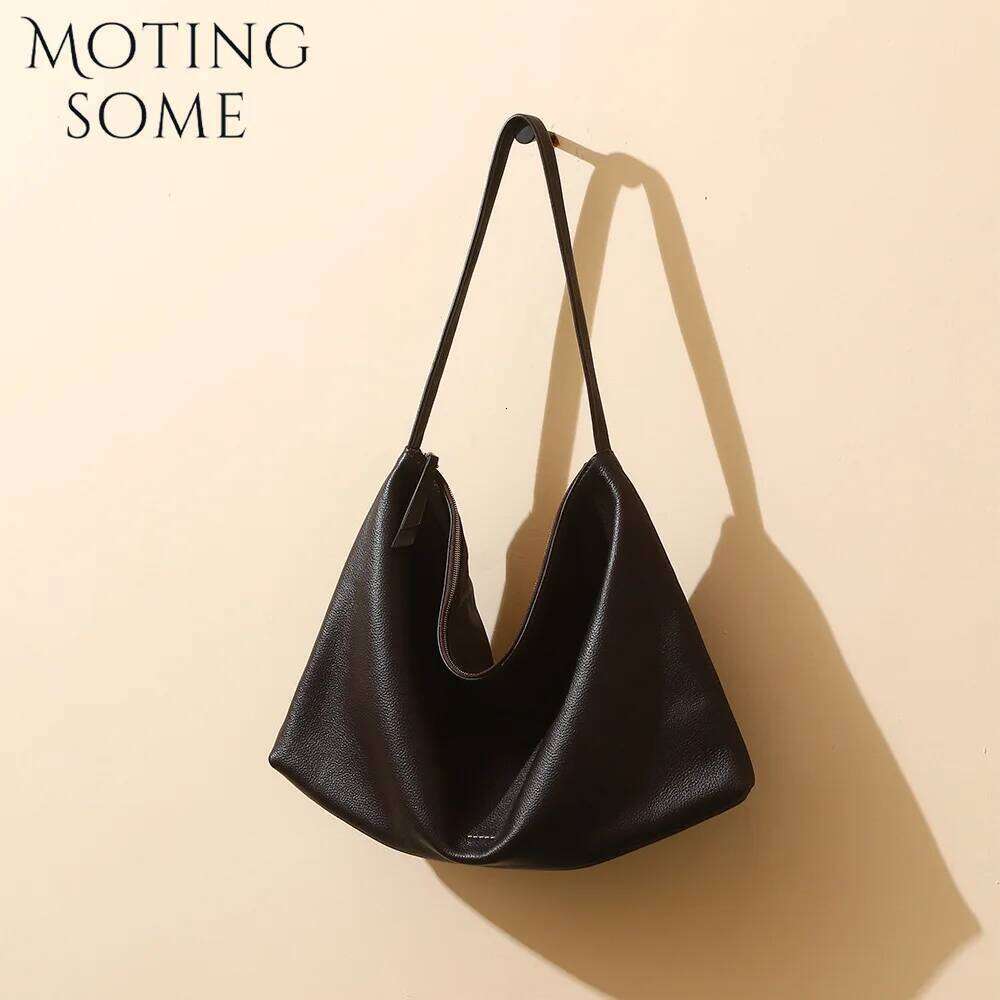 Motingsome Genuine Leather Woman Fashion Portable Handbag And Purses 2025 Underarm Bag Minimalism Large Capacity Tote Bags 250601
