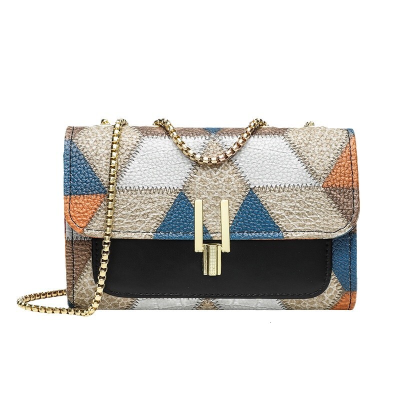 designer High-Quality 2025 New Fashion Autumn Winter Patchwork Color-Block Soft Leather Bag Women's Shoulder Crossbody Handbag Small Square Bag