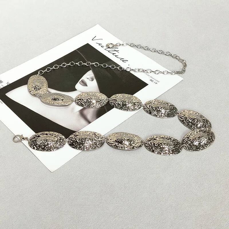 Fashion Waist Chain Belt Female Western cowgirl Ellipse punk Metal Belts For Women Designer Waistband for summer beach