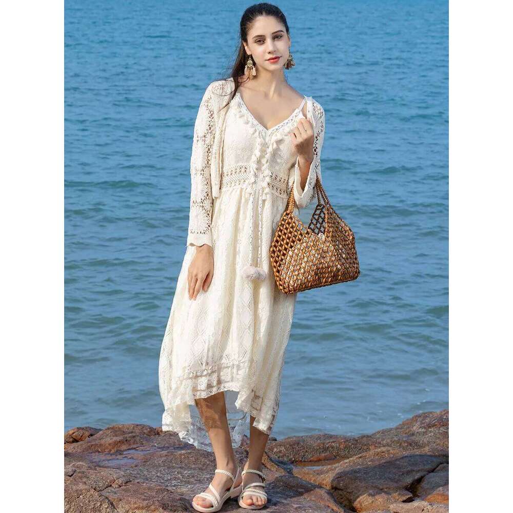 Large Capacity Wooden Bead Handbag Women Handwoven Tote Purse Bohemian Shoulder Fashion Beach Travel Bag Stylish Casual