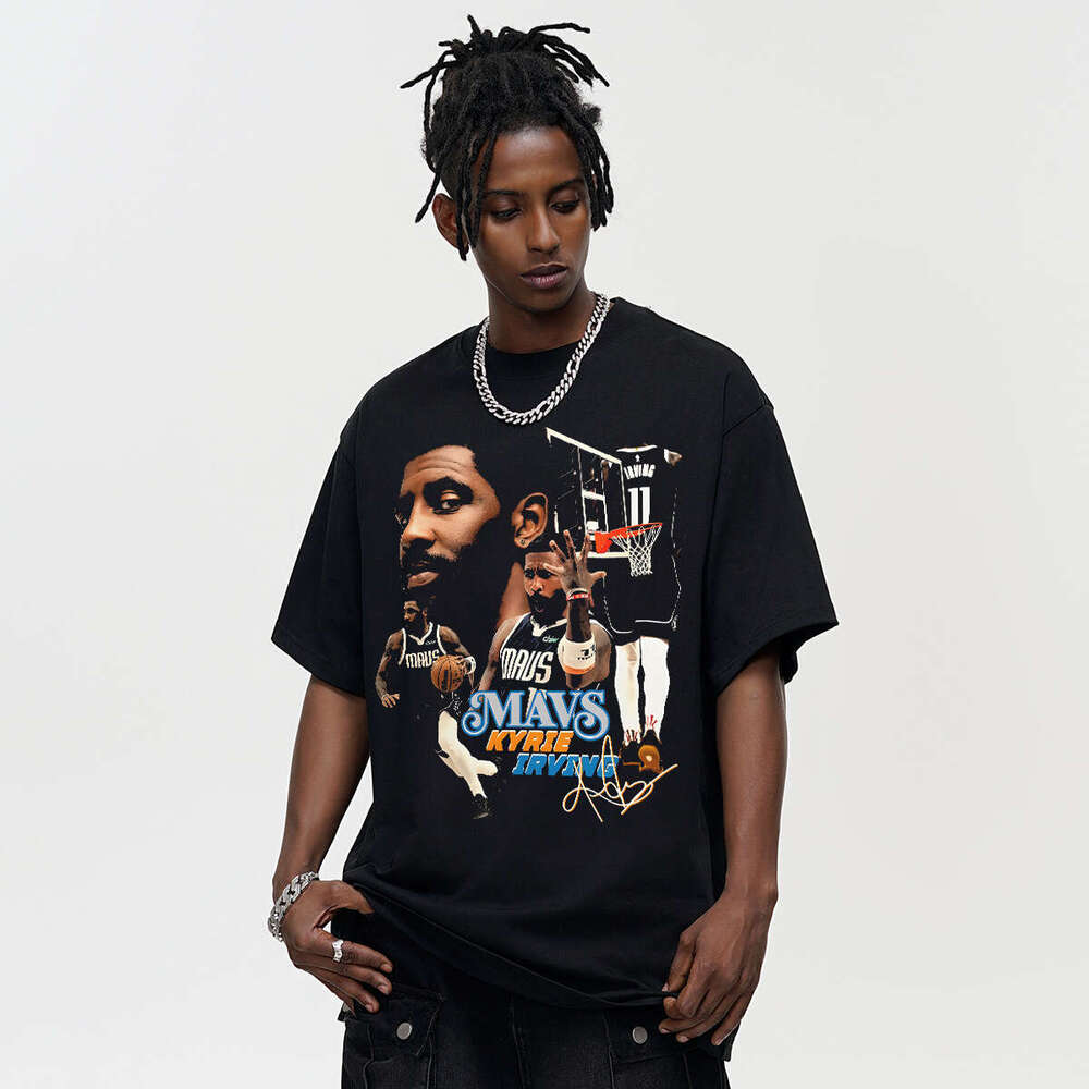 2025 Irving American Style Printed Short T-Shirt Summer New Half Sleeve Crew Neck Men Small Neckline