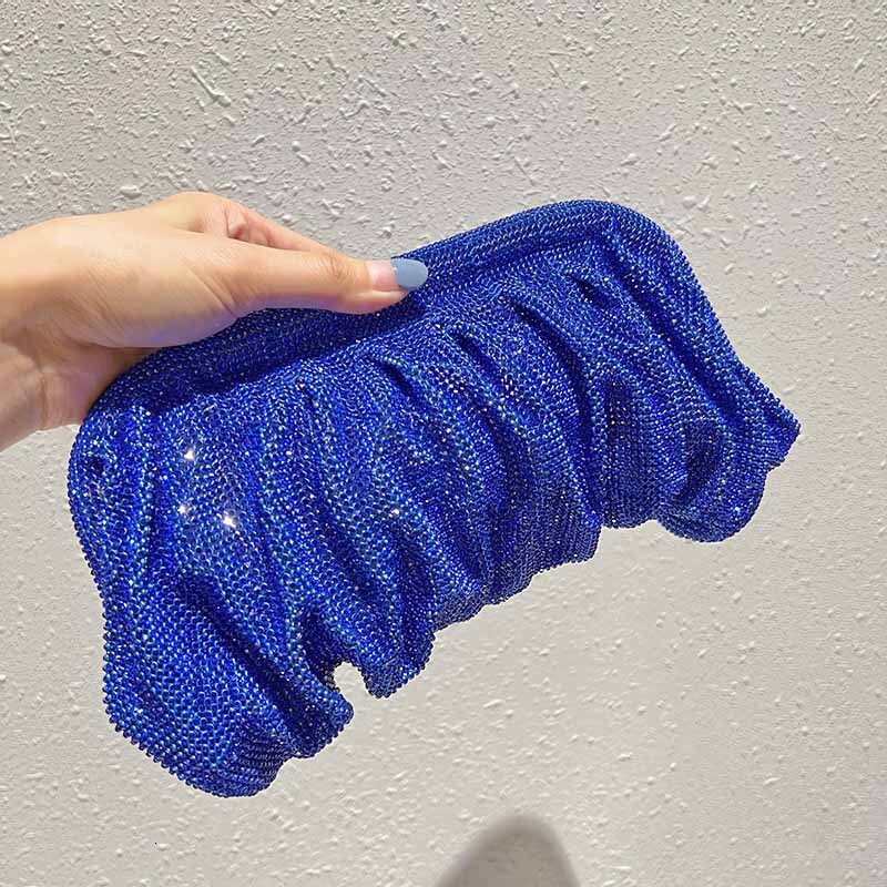 New Style Evening Clutch Diamond Bag Shiny Rhinestone Pleated Cloud Dumpling Clip Bag Single Shoulder Crossbody Bag New Free Delivery Designer Bag