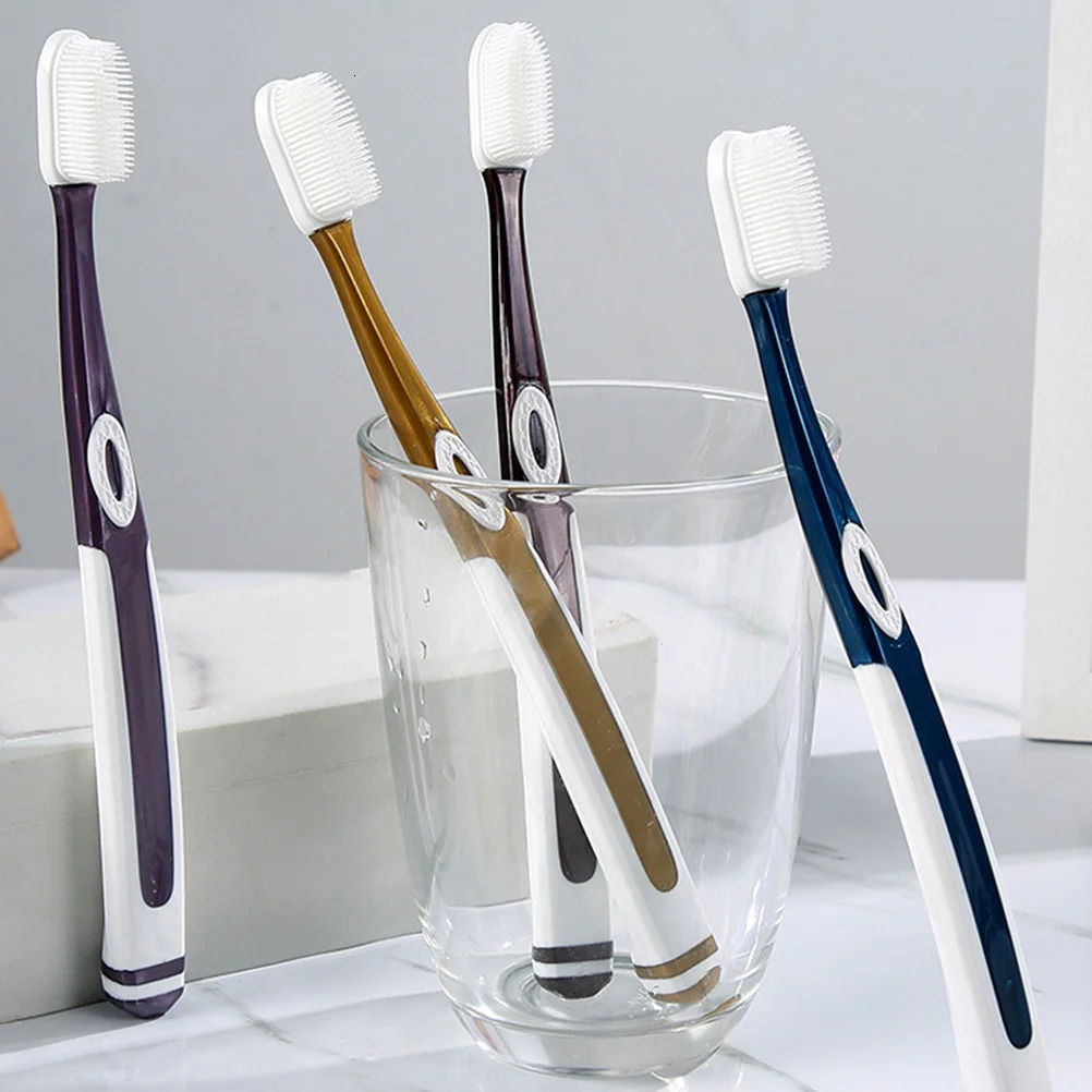 4Pcs Silicone Adult Tooth Portable Nano Toothbrushes Assorted Color 250528