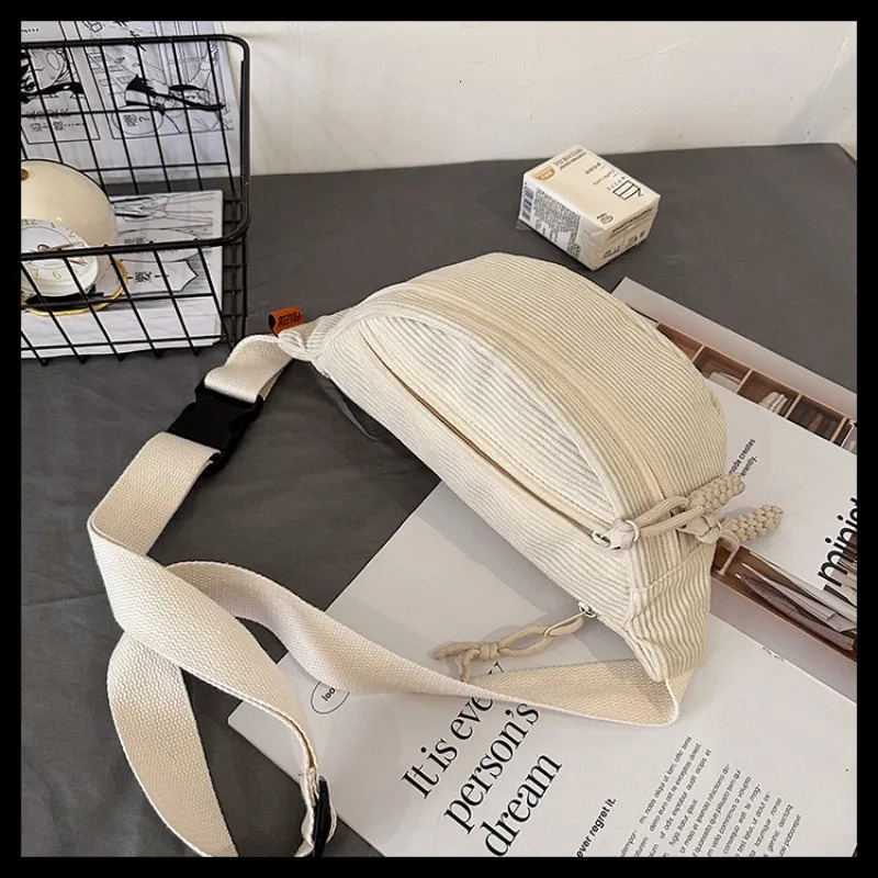 Fashion Corduroy Chest Bag Fanny Pack Men Women Casual Banana Fanny Pack Belt Bags Simple Trendy Shoulder Crossbody Bag 250528