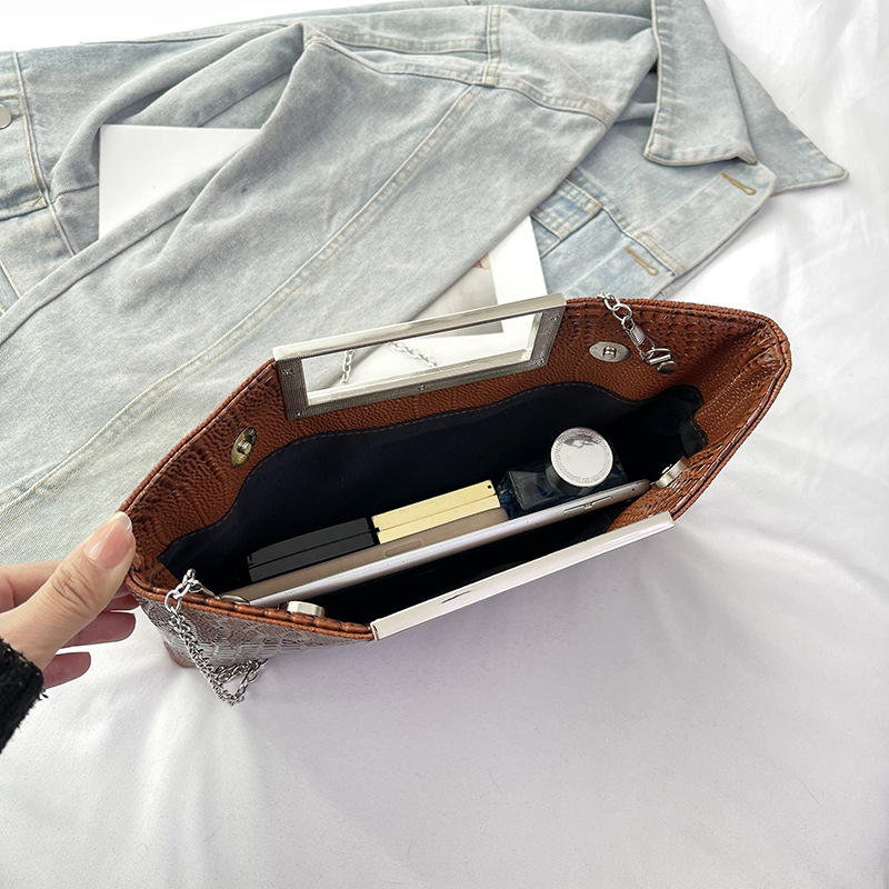 Free Shipping Designer Bag Women's 2025 New Crocodile Pattern Temperament Women's Chain Shoulder Crossbody Bag Handbag