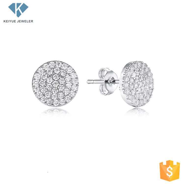 Keiyue Wholesale Handmade 925 Sterling Silver Moissanite Earrings Platinum Rhodium Plated Stud Earrings for Girls