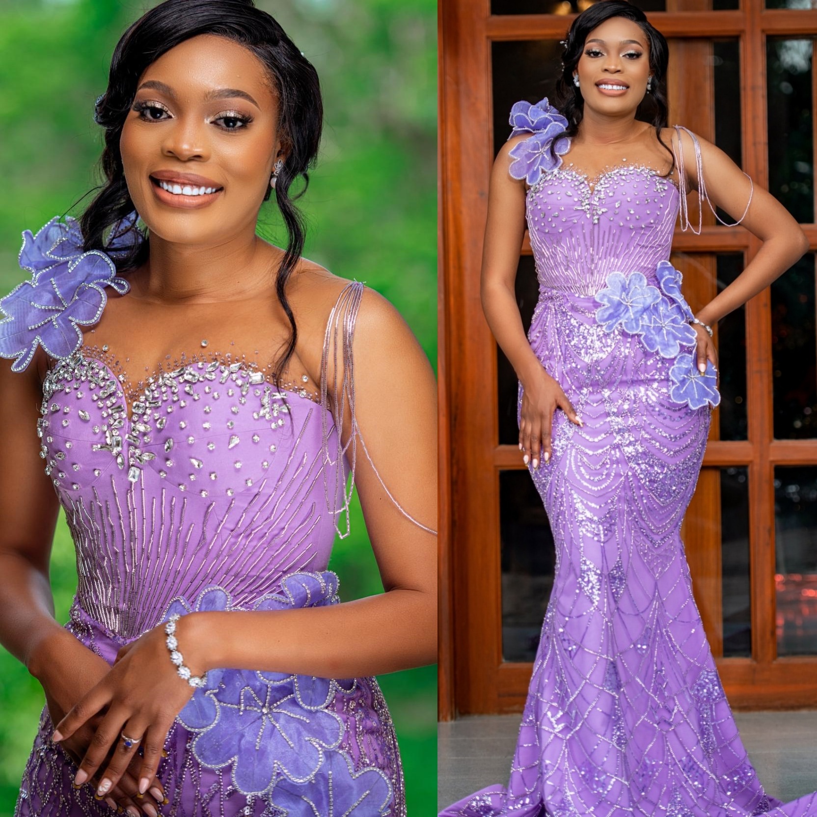 Mermaid Lavender Prom Dresses 2025 Flowers Crystals Flowers Sequined Evening Formal Party Second Birthday Engagement Gowns Plus Size Dress For Special