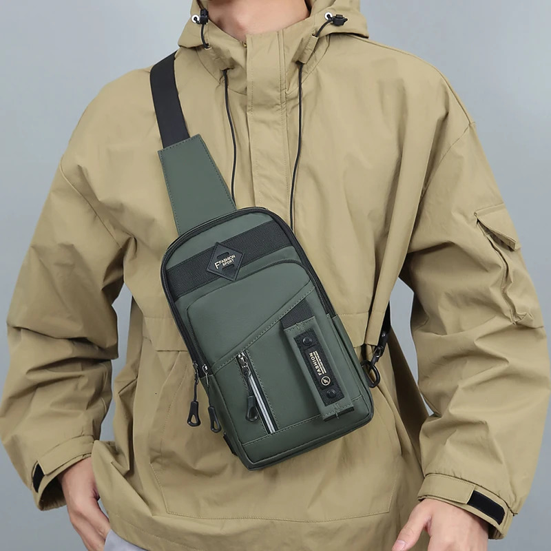 1 mens outdoor chest bag fashionable crossbody bag casual multifunctional sports crossbody bag side backpack 250528