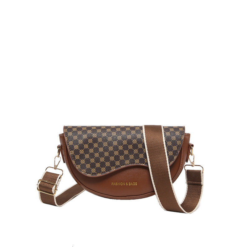 Korean Leopard Print Designer Saddle Bag Personalized Contrasting Color Women's Bag New Fashionable Underarm Shoulder Bag Crossbody Bag Free Ship