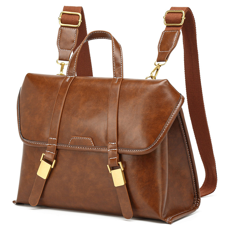 designer Vintage Portable Casual Briefcase for Women 2025 Autumn Winter New Student Class Backpack High-end Versatile Women's Bag