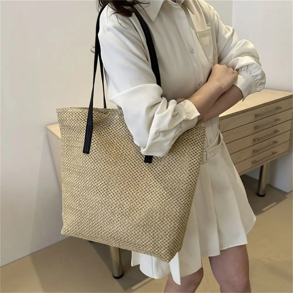 Rattan Straw Bag Fashion Large Capacity Handmade Braid Handbags Woven Shoulder Bag Summer Beach 250530