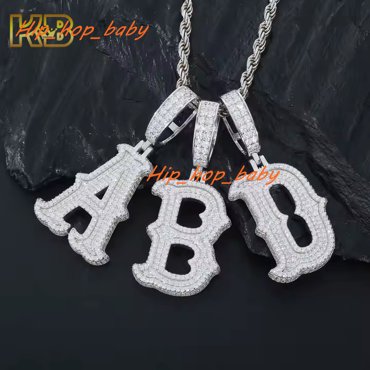 Custom Hip Hop ABD Letter Pendants 925 Sterling Silver Moissanite Initial Pendant for Women/Men