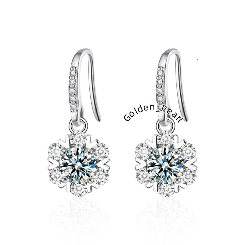 Fun Moissanite Jewelry Earrings High-end 925 Silver Ins Style Korean Version of the New Snowflake Shape Earrings