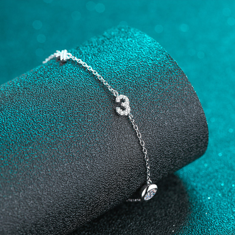 925 Sterling Silver Moissanite Bracelet for Women, Platinum Plated, Elegant & Delicate, Perfect Gift for Special Occasions, Wholesale Available