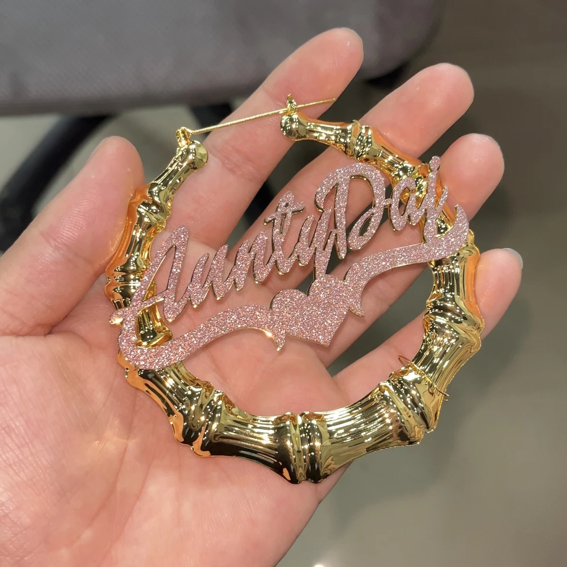 Custom Name Bamboo Earrings Personalized Stainless Steel Bling Name Earrings Colorful Big Hoops Earring for Women Jewelry Gift 250529