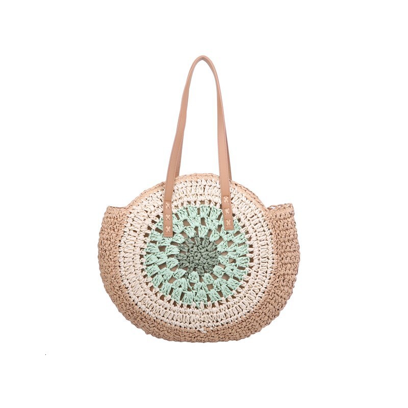 Free Shipping Designer Bag 2025 New Paper Rope Hollow Out Colorful Round Plate Straw Leisure Beach Single Shoulder Fashion Woven Women's Bag