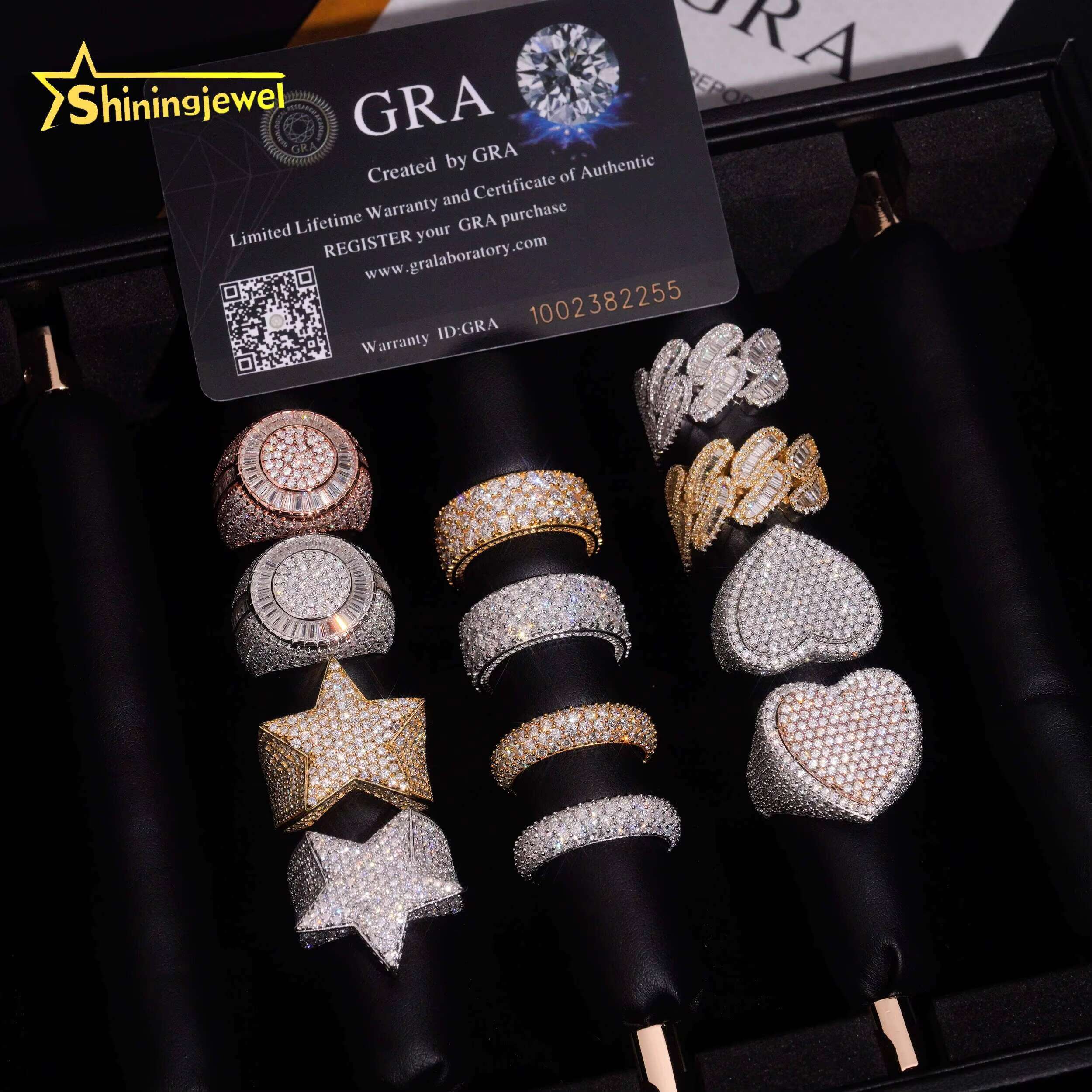 Ready to Ship Hip Hop Moissanite Ring S925 Pass Diamonds Test GRA Moissanite Iced Out Buss Down Sparkling Men Rings