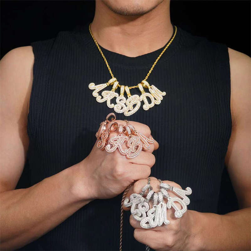 GRA Certificates Hip Hop Iced Out Fire Jewelry Sterling Sier VVS1 Moissanite Initial B Letter Pendant