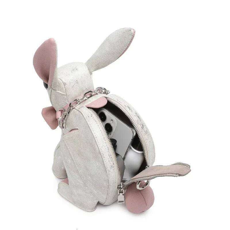 Fashionable And Personalized Design, Bunny Shaped Three-Dimensional Handbag, Cute Splicing, Single Shoulder Diagonal Cross Bag