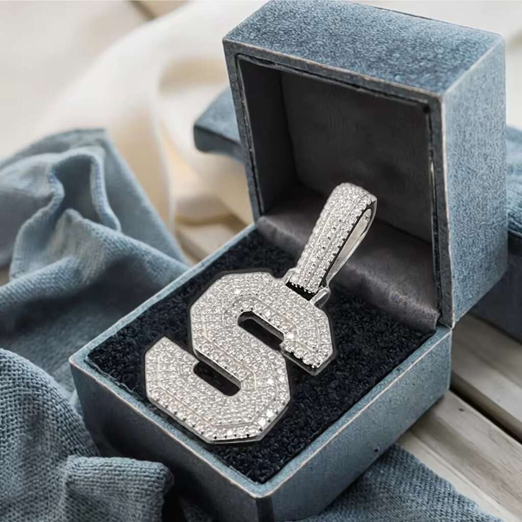 Wholesale Pass Diamond Tester Moissanite A-Z Initial Pendant 925 Sterling Silver Iced Out Hip Hop Letter Pendant