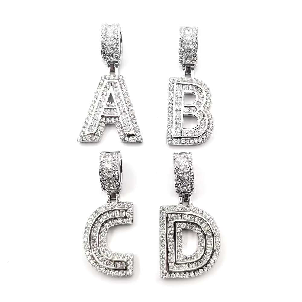 Custom Hip Hop Jewelry Letter Charms 925 Sterling Silver Baggett Zircon Moissanite Diamond Pendant Men 26 Letter Jewelry