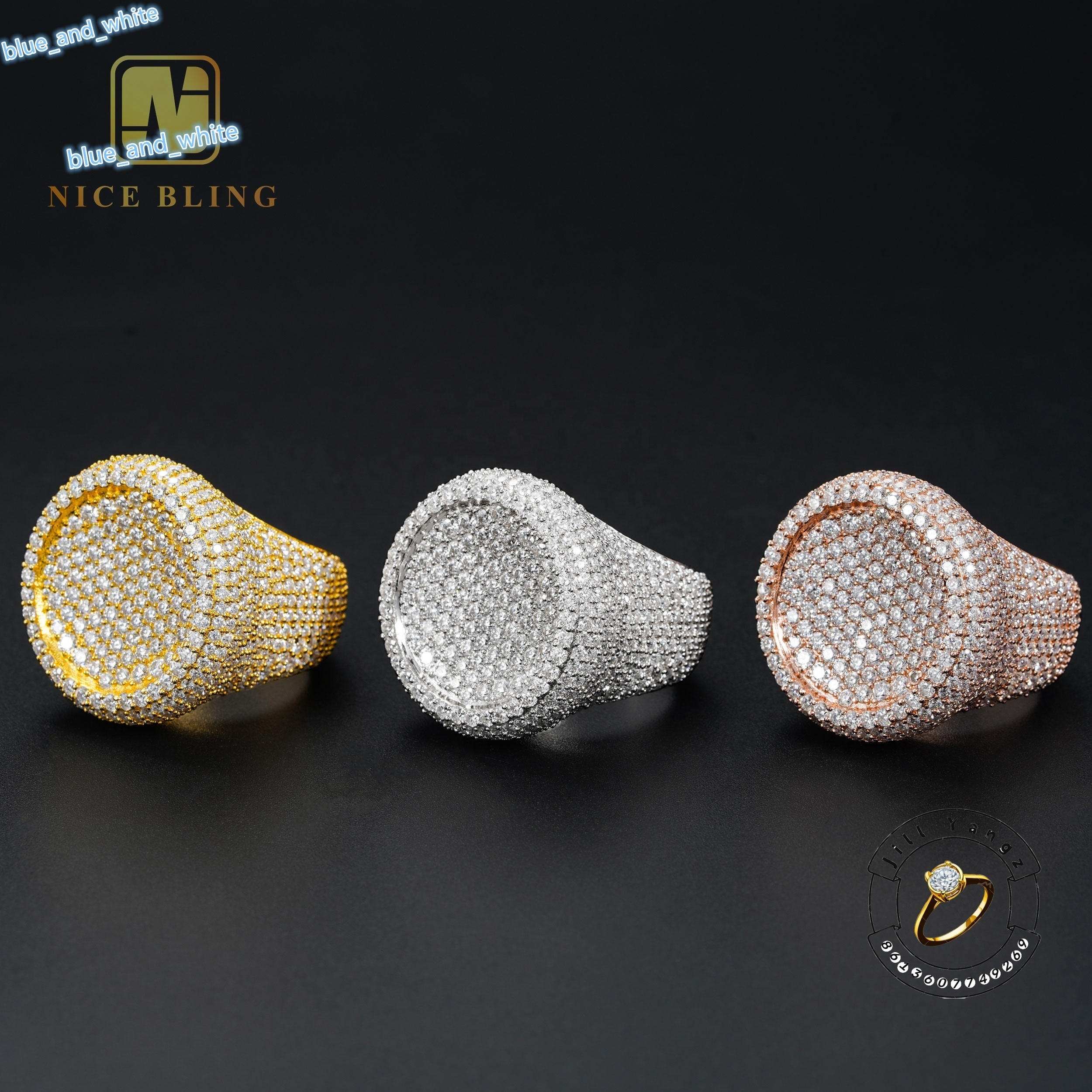 Rose Gold Plates Vvs Moissanite Championship Ring Sterling Silver Rings for Men Hip Hop Rock Iced Out Gifts for Men