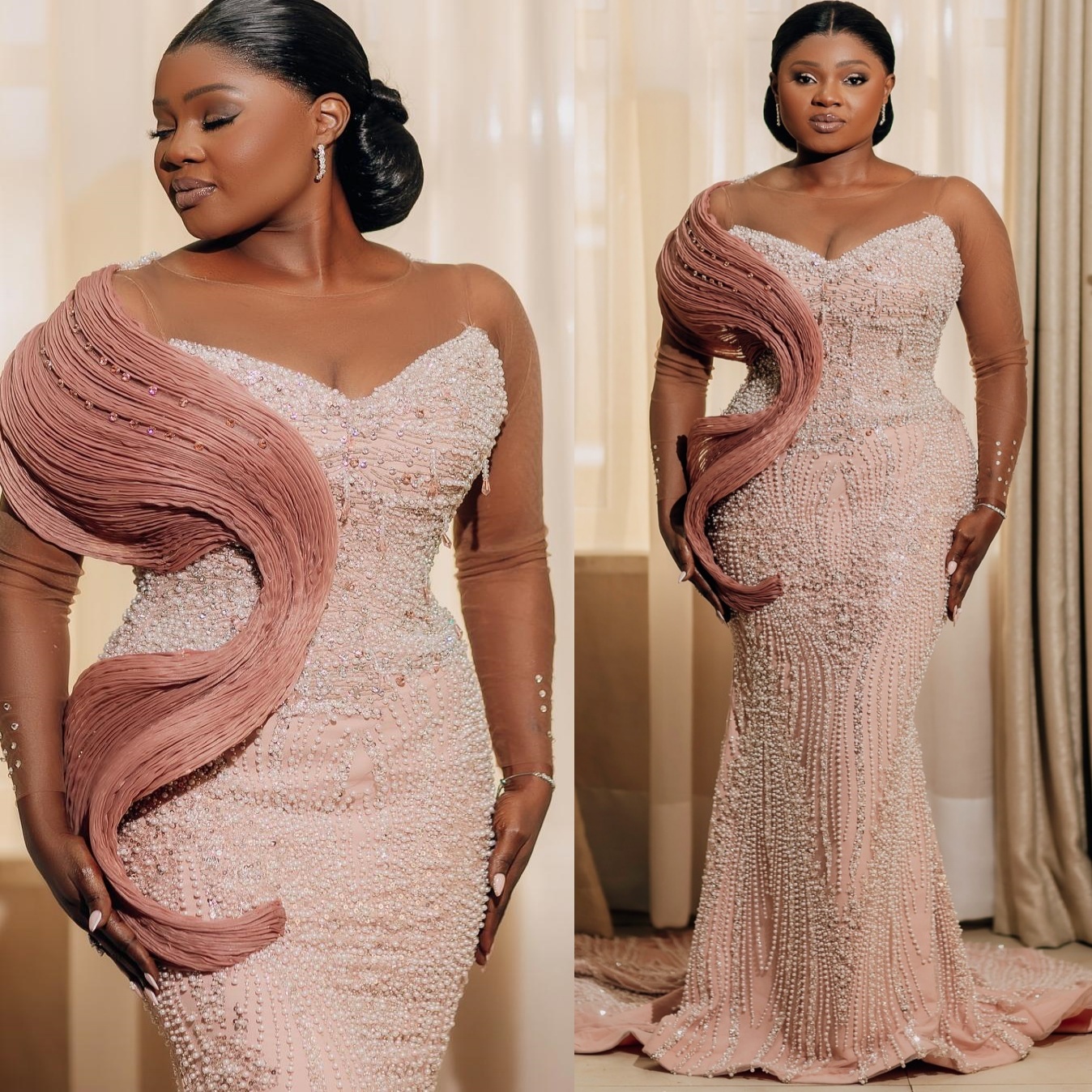 Mermaid Champagne Prom Dresses 2025 Stylish Crystals Sequined Evening Formal Party Second Birthday Engagement Gowns Plus Size Dress For Special Occasi
