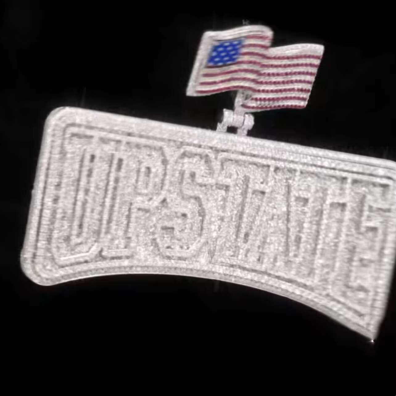 925 Sterling Silver Men Jewelry Necklace Custom Made Iced Out VVS Moissanite Name Horizontal Pendant With Flag Bail