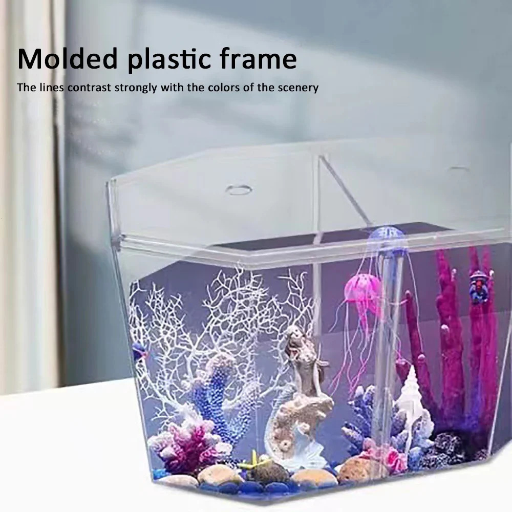 Transparent Acrylic Betta Fish Tank Double-grid Rhombus Guppy Aquarium Hatching and Breeding Isolation Box 250530