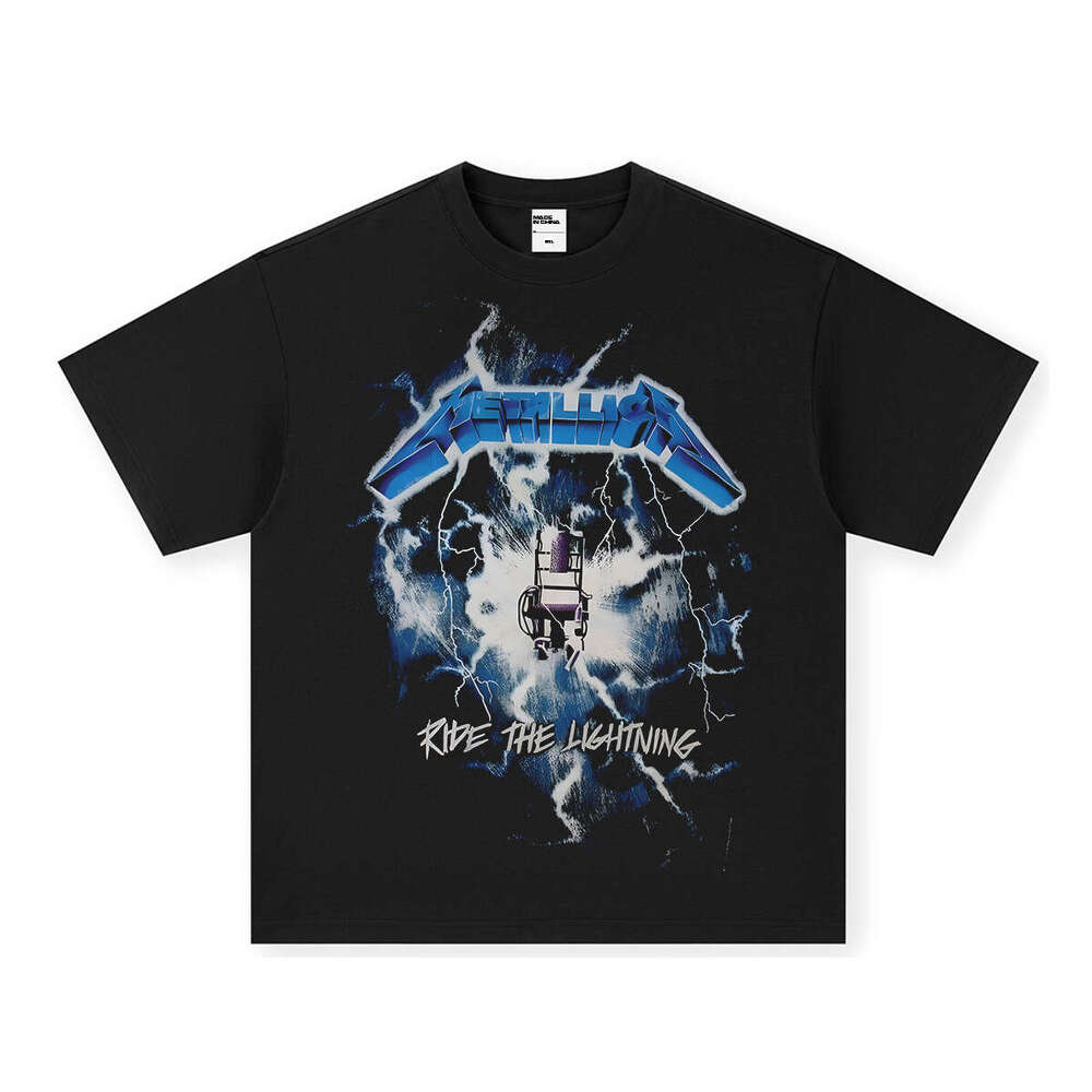 American Style Washed Short Sleeve T-Shirt for Men Summer Loose Fit Handsome Printed Tee