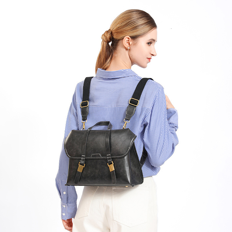 designer Vintage Portable Casual Briefcase for Women 2025 Autumn Winter New Student Class Backpack High-end Versatile Women's Bag