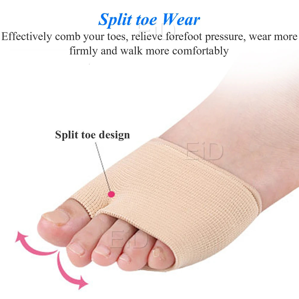 EiD Silicone Metatarsal Sleeve Pads Half Toe Bunion Sole Forefoot Gel Pads Cushion Half Sock Supports Prevent Calluses Blisters 250528