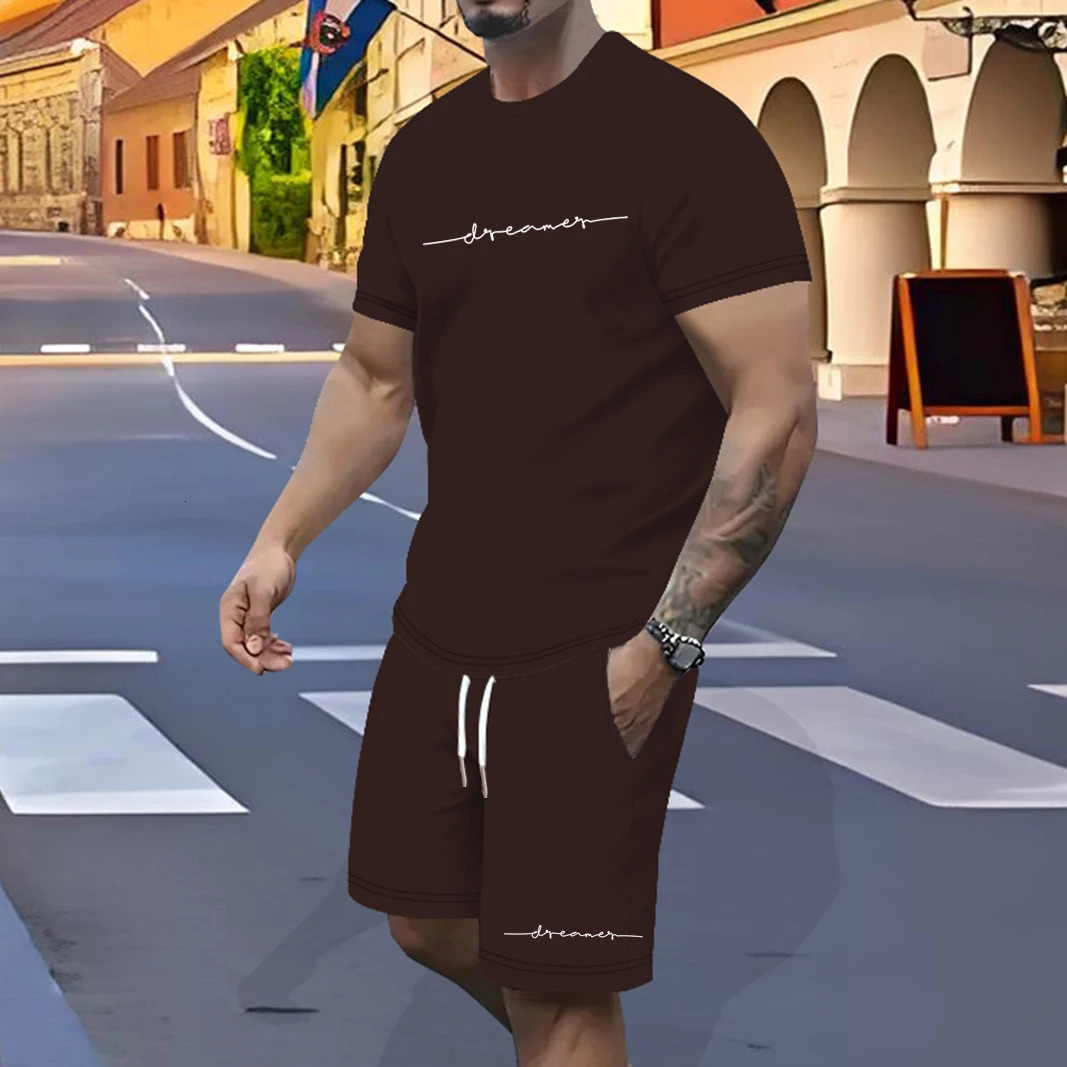 Mens adult sports suit polyester fiber quickdrying solid color 3D pullover elastic waist dating casual trend 250530