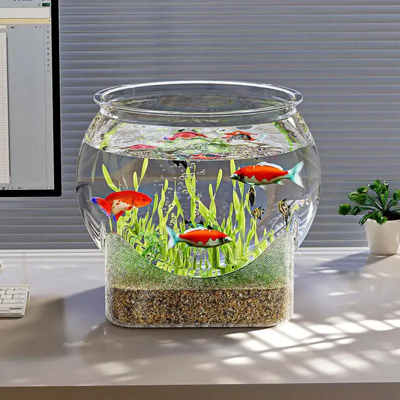 Clear Transparent Round Fish Tank Aquarium Micro-landscape Resistant Falling Desktop Ecologicals Fish Tank Ornamental Fish Decor 250530