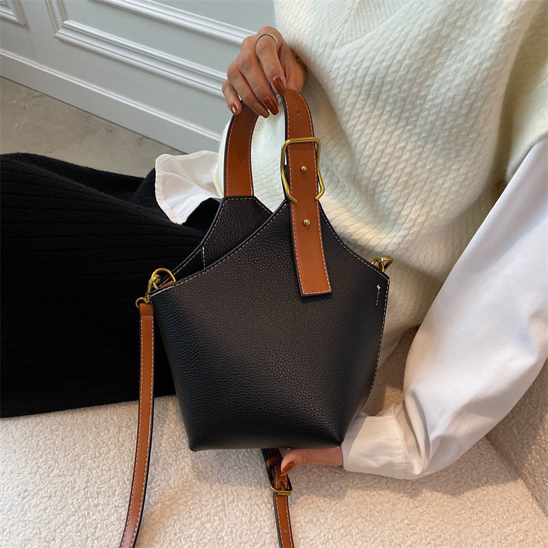 designer New Fashion Versatile Bag for Women, Vintage Color-Block Handbag, Bucket Bag, Tote Bag, Shoulder Bag, Crossbody Bag for Women