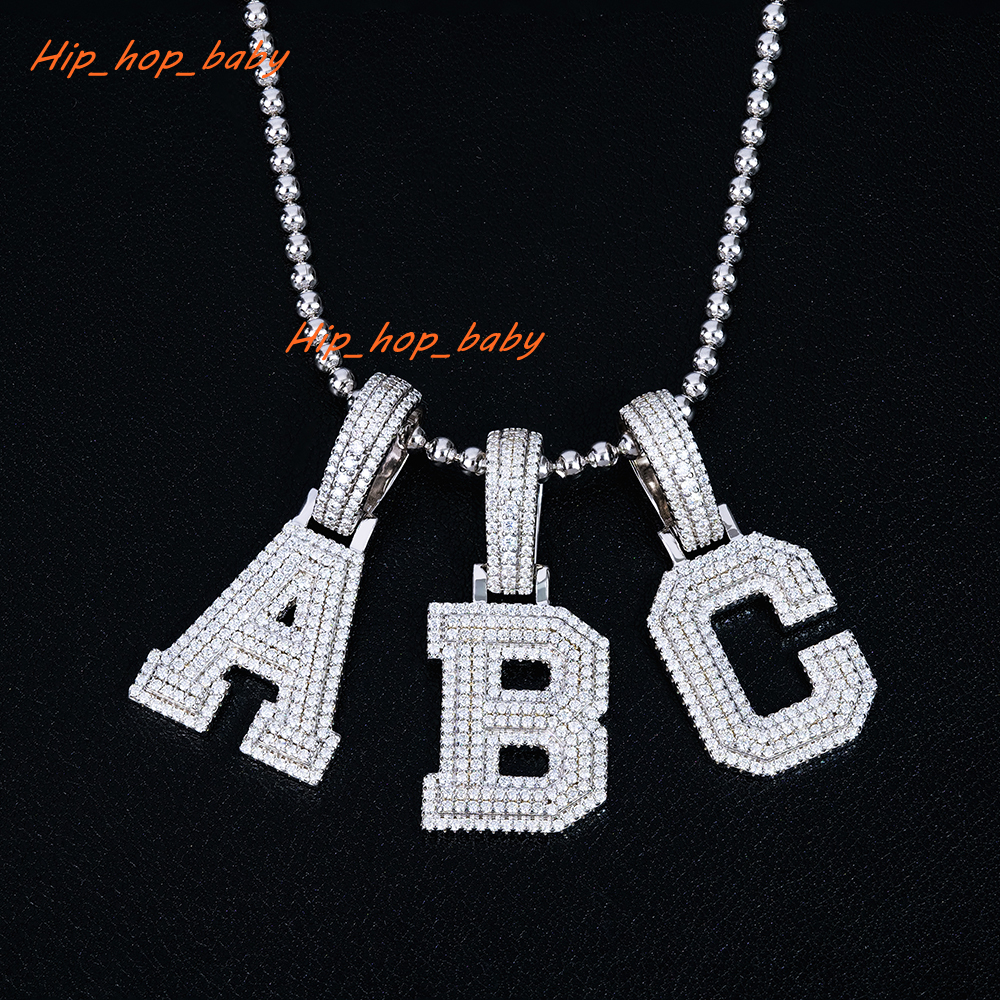 Wholesale Bulk Solid 925 Silver Iced Out Moissanite Silver 925 Hip Hop Chain Necklace Name A-z Initial Letter Pendant in Stock