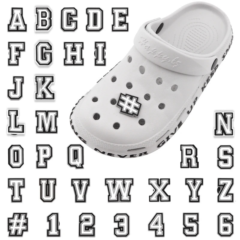 Letter Shoes Charms for Clog Sandals Shoe Decoration 09 Number Alphabet ABCZ Characters DIY Pins Boy Girl Men Women 250528