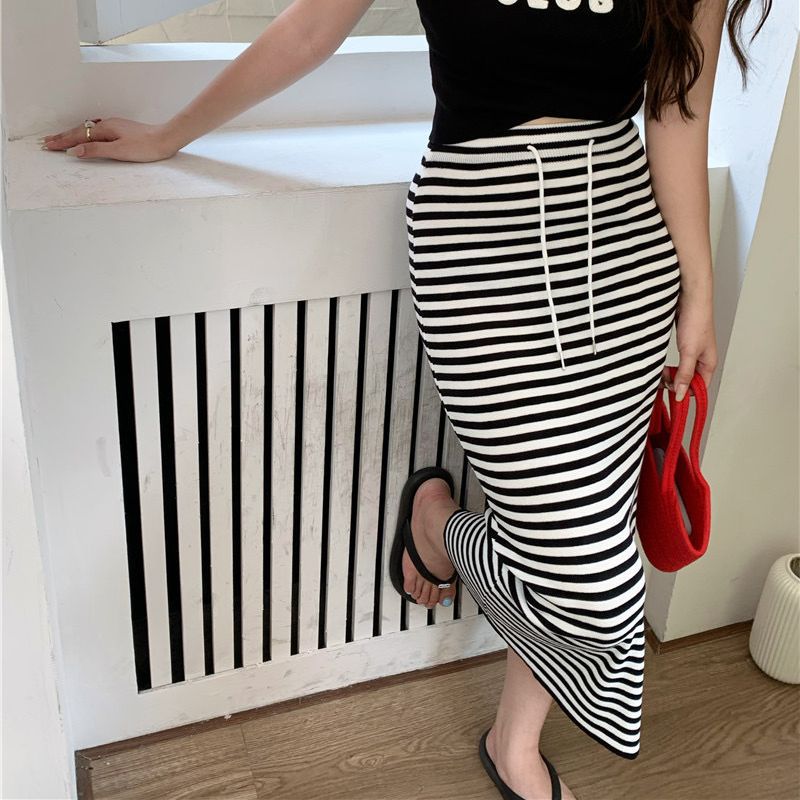 GC162 New design sense fashion temperament leisure contrast color striped tie rope versatile medium and long