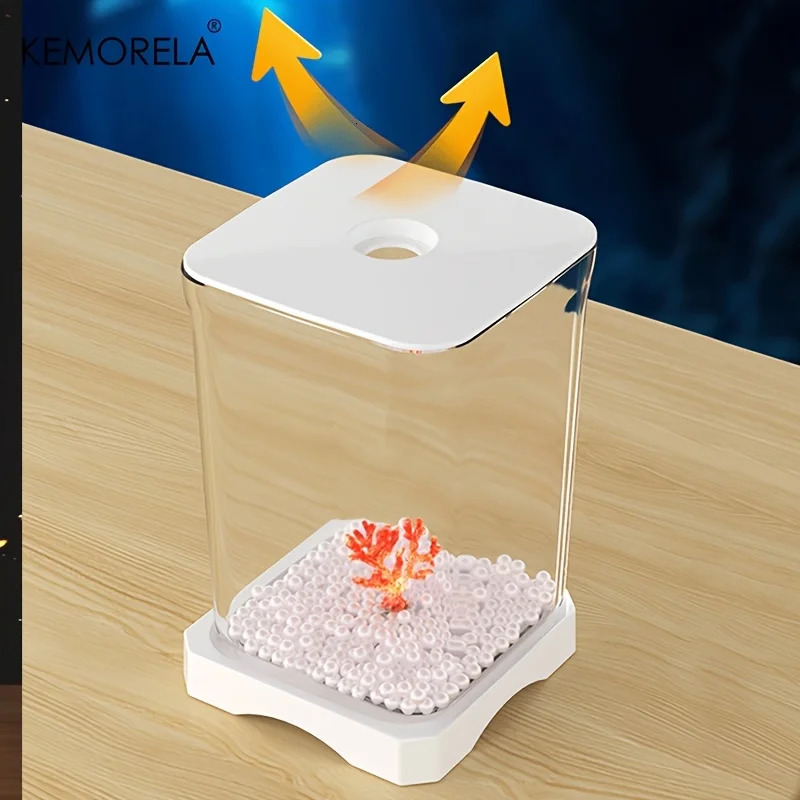 KEMORELA Acrylic Betta Fish Tank High Transparency with Feeding Hole Desktop Fish Bowl Removable Small Landscape Fish Tank 250530