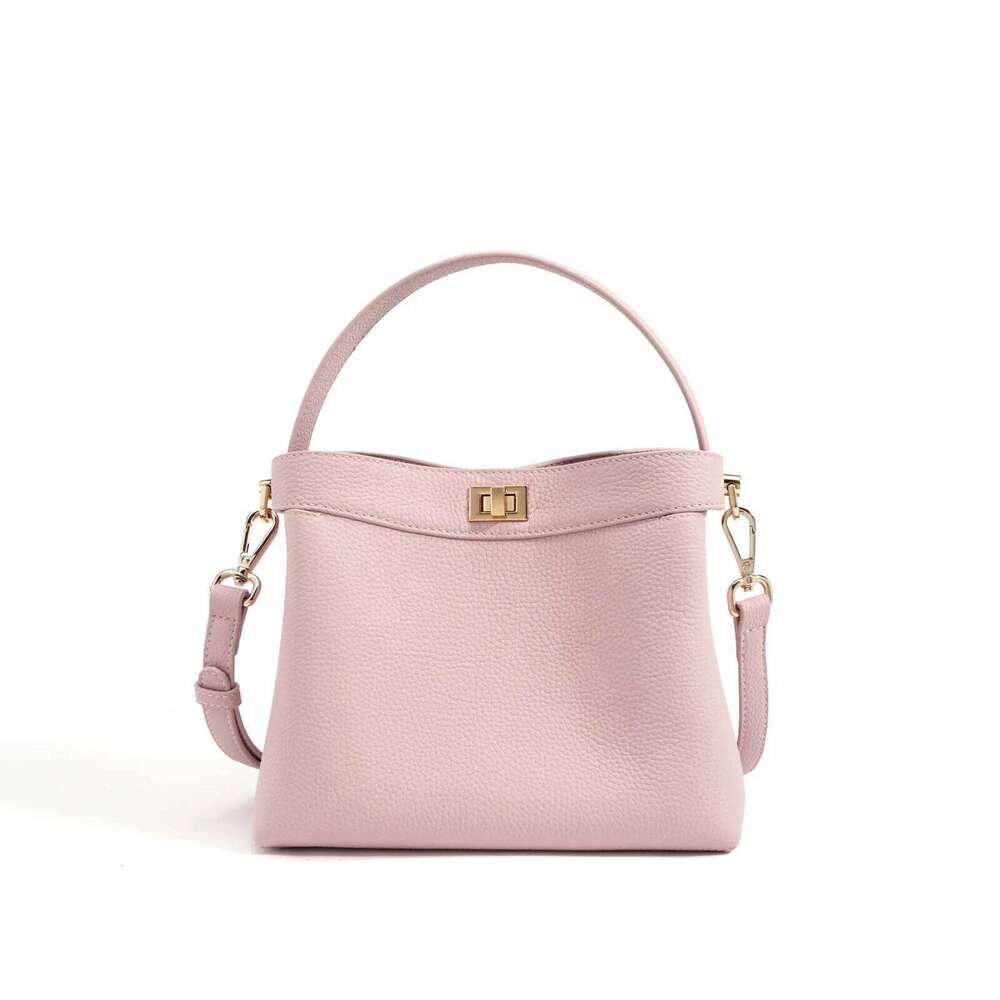 Designer Luxury Elegant Ladies Genuine Leather Handbag Design Simple Fashion Bucket High Quality Soft Cowhide Shoulder Bag For Womens
