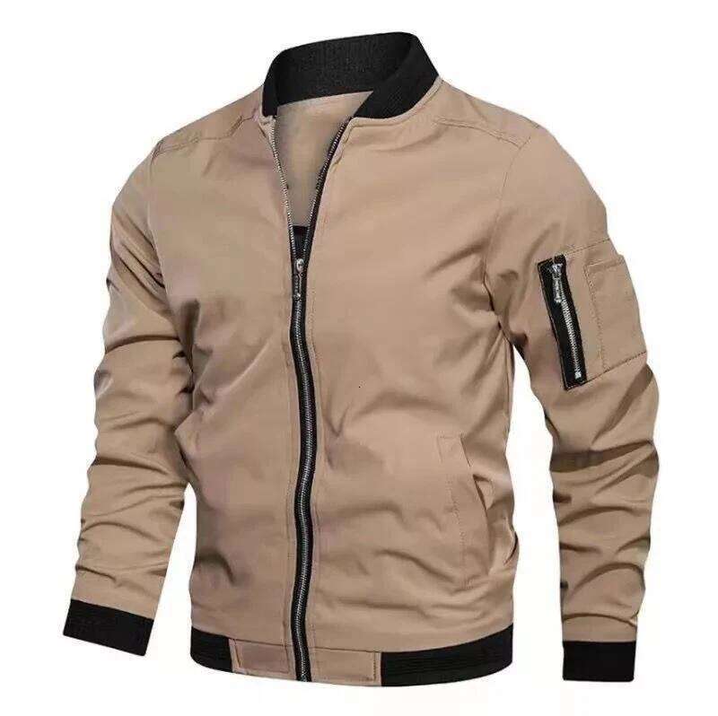 Bomber Spring Autumn Lightweight Casual Men's Windbreaker Sports Jacket with Zipper and Pockets