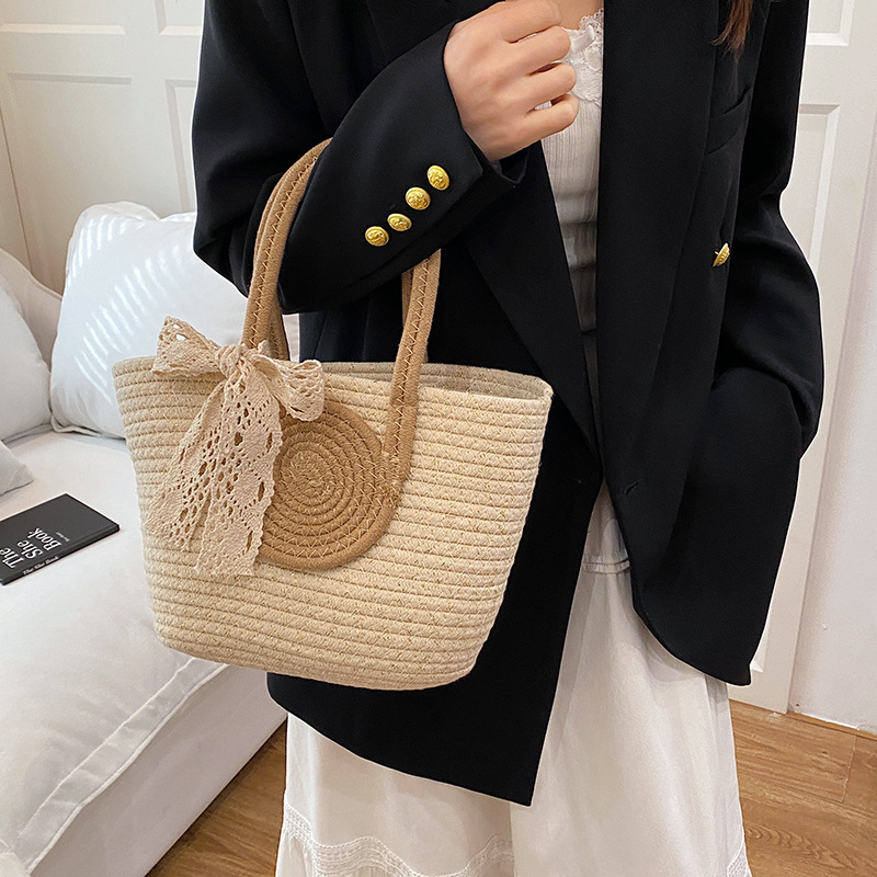 Free Shipping Designer Bag Color Collision Simple Woven Womens 2025 New Large Capacity Stylish Handbag Versatile Bucket Bag